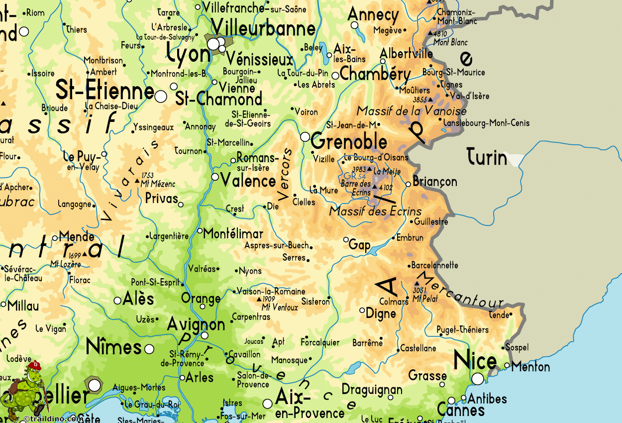 Gr54 - Tour De L'oisans Et Des Écrins à Gap Sur La Carte De France