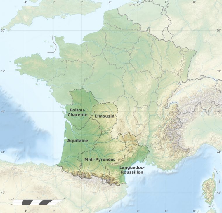 Grand Sud-Ouest Français — Wikipédia avec Carte Du Sud Est De La France Détaillée