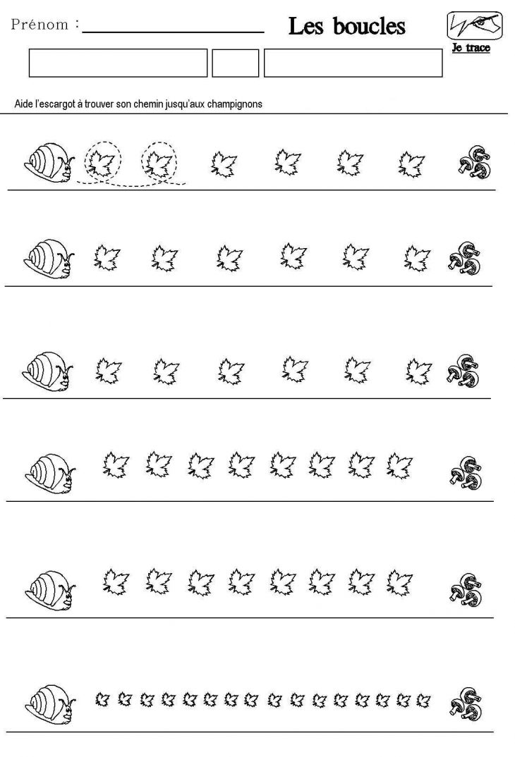 Graphisme Apprendre A Tracer Des Boucles | Escargot destiné Écriture En Moyenne Section