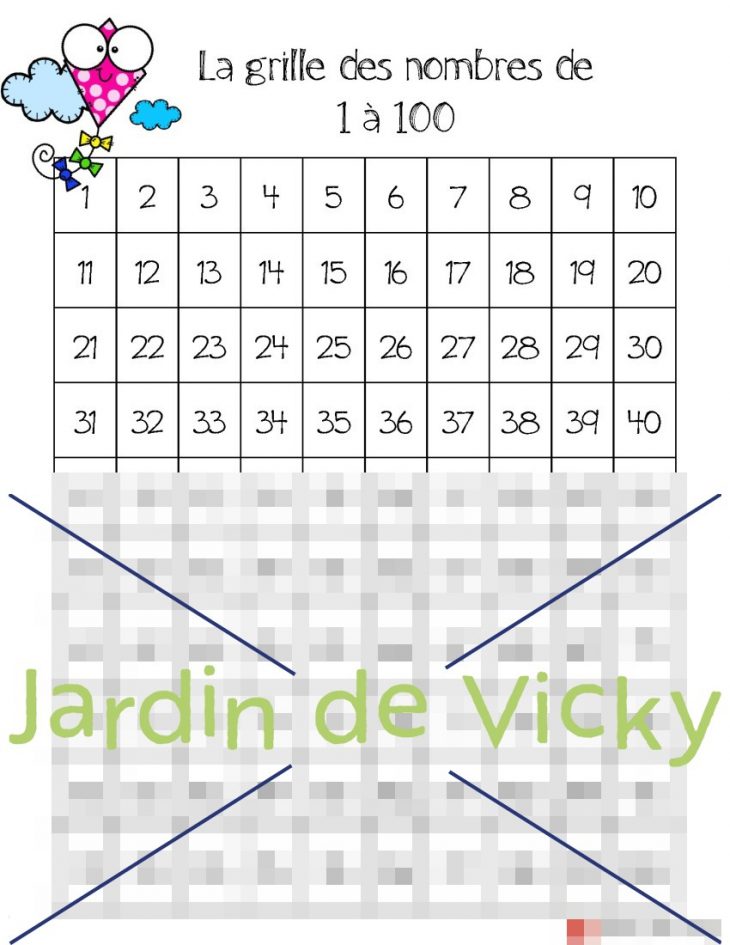 Grille De Nombres 1 À 100 | Jardin De Vicky pour Nombre De 1 À 100