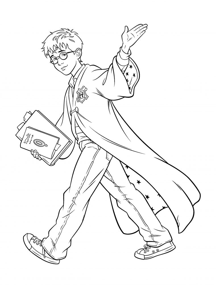 Harry Potter : Coloriage Harry Sur Son Balai À Imprimer destiné Balai Coloriage