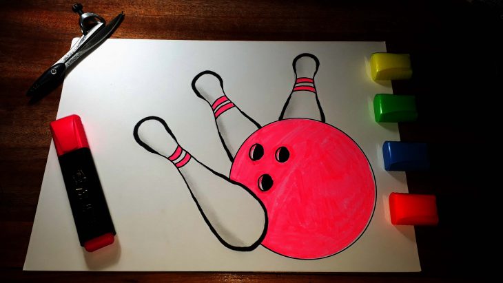 How To Draw A Bowling Ball And Pins Colouring | Easy For concernant Bowling Pour Enfant