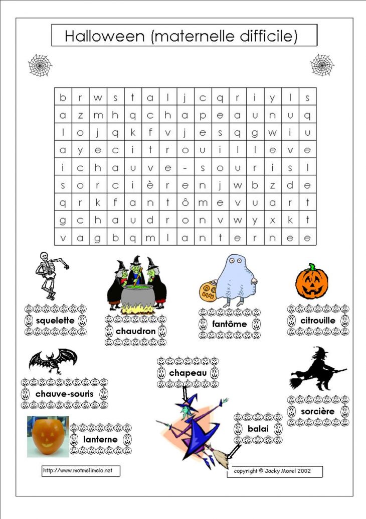 Http://.motmelimelo/fetes/halloween/halloween intérieur Mots Croisés Maternelle