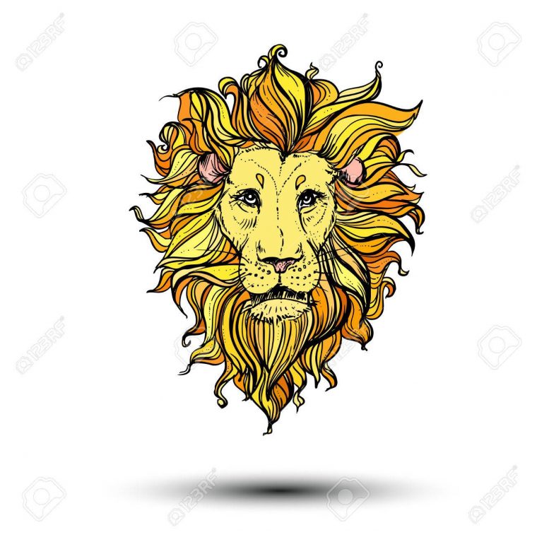 Illustration Du Lion De Couleur Doodle. Esquisser. avec Photo De Lion A Imprimer En Couleur