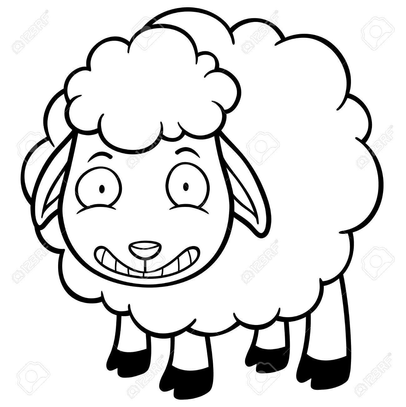 Illustration D&amp;#039;un Mouton De Dessin Animé - Livre À Colorier destiné Mouton À Colorier 