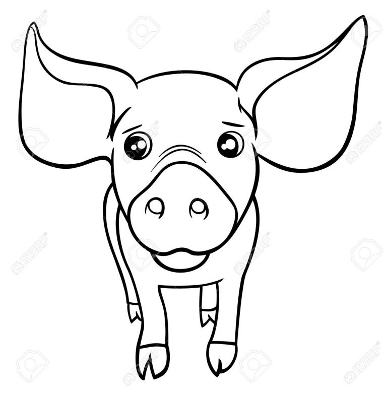 Illustration En Noir Et Blanc De Dessin Animé Mignon Petit Cochon Ou  Caractère Animal Porcelet Ferme Coloriage encequiconcerne Dessin À Colorier Cochon