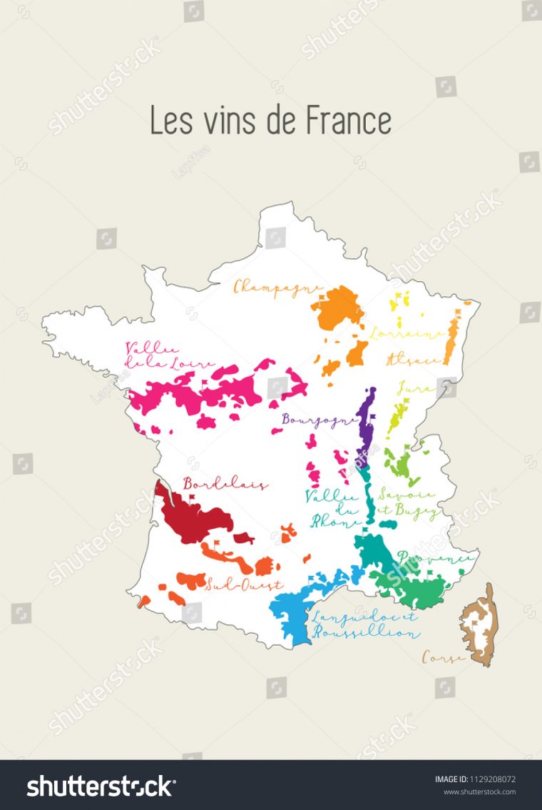 Image Vectorielle De Stock De Carte De La Région Viticole avec La Carte De France Et Ses Régions