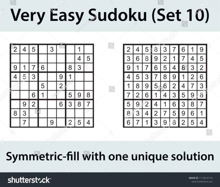 Image Vectorielle De Stock De Image Vectorielle Puzzle De dedans Sudoku Facile Avec Solution