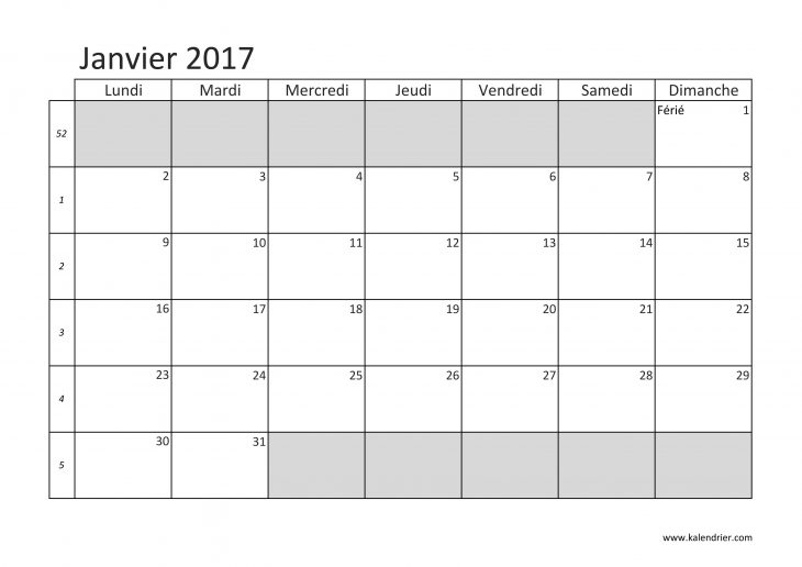 Imprimer Calendrier 2017 Gratuitement – Pdf, Xls Et Jpg dedans Imprimer Un Calendrier 2017