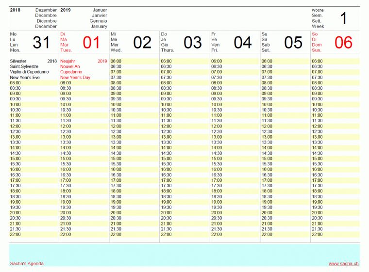 Imprimer Calendrier 2019 Gratuit | Peatix destiné Agenda 2018 À Imprimer Gratuit