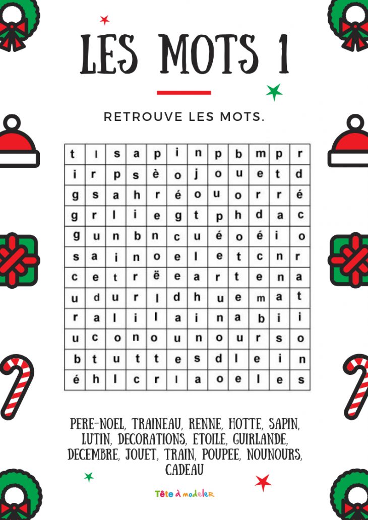 Imprimer Le Jeu De Mots Cachés Des Mots De Noël- Soutien dedans Mots Caches A Imprimer Gratuits