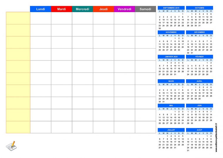 Imprimez : Semainier – Planning De Semaine & Agenda à Calendrier De La Semaine À Imprimer