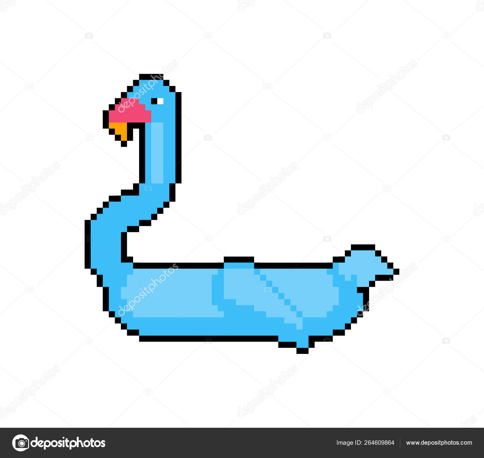 Inflatable Blue Flamingo Pixel Art. Magic Bird Toy For intérieur Pixel Jouet 