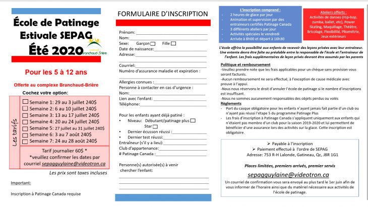 Inscription École De Patinage Estivale Sepag – Cpa Gatineau dedans Inscription Jeux De Fille