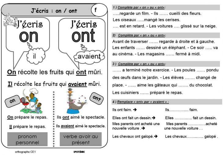 Ipotâme .tâme: Ce1 Orthographe Exercices Et Leçons à Fiche A Imprimer Ce1