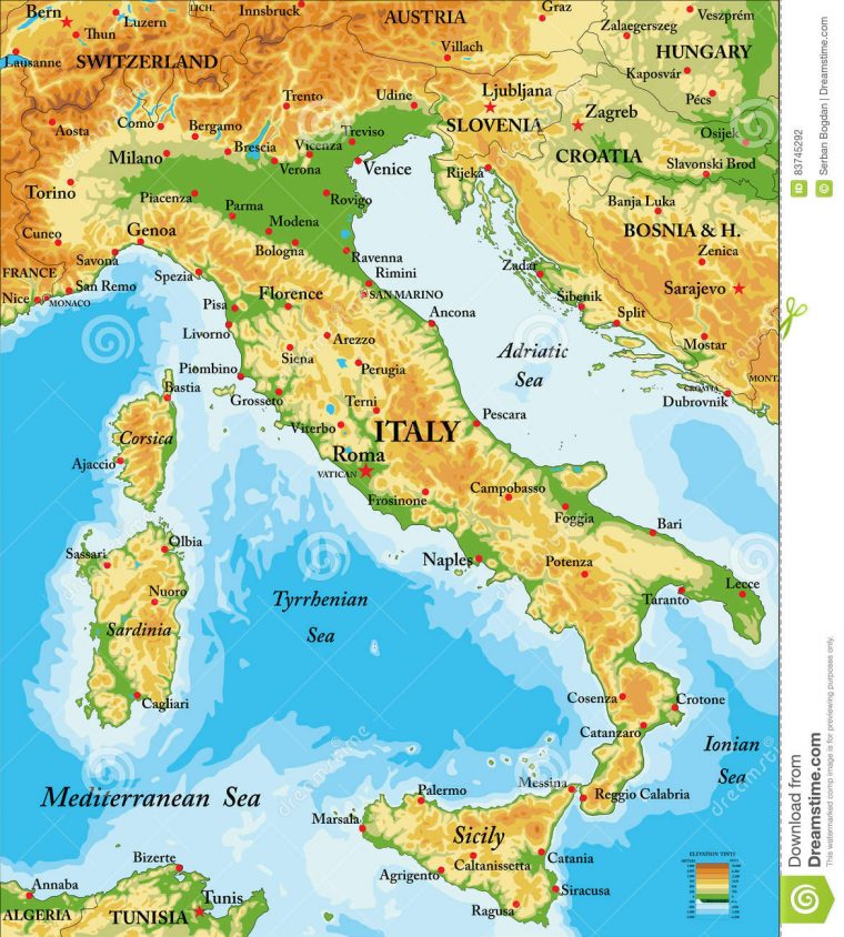 Italy Relief Map Stock Vector. Illustration Of Country encequiconcerne Carte De L Europe En Relief