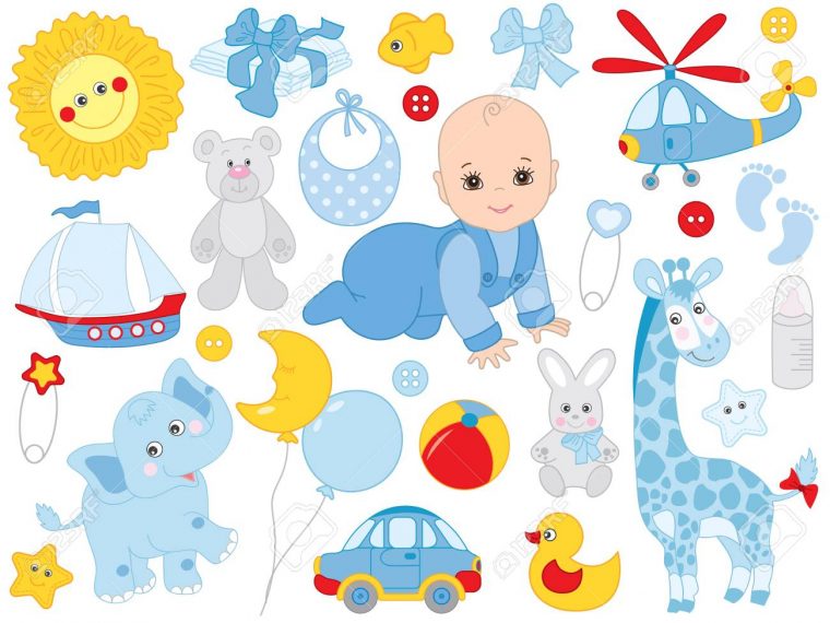 Jeu De Bébé Garçon Vector. L'ensemble Comprend Un Joli Petit Garçon, Des  Accessoires Et Des Jouets. Douche De Bébé Garçon Vector. Garçon Garçon  Vector serapportantà Jeux De Bébé Garçon