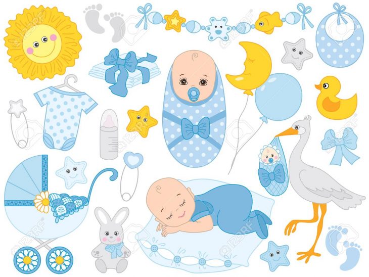 Jeu De Bébé Garçon Vector. L'ensemble Comprend Un Joli Petit Garçon, Une  Poussette, Une Cigogne, Des Vêtements Pour Bébé Et Des Jouets. Douche De  Bébé concernant Jeux De Vetement Pour Garçon