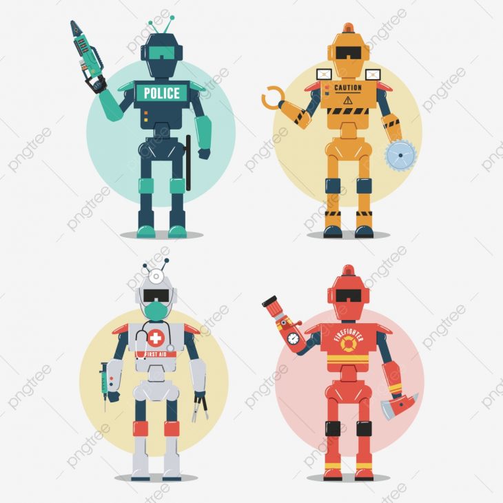 Jeu De Caractères Robot Police Construction Pompier Médical pour Jeu De Pompier Gratuit