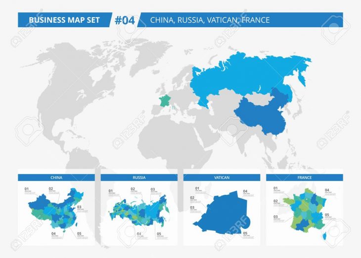 Jeu De Cartes Détaillées Modifiables De La Chine, La Russie, Du Vatican Et  De La France Et Les Comtés Silhouettes Sur La Carte Du Monde pour Jeu De Carte De France