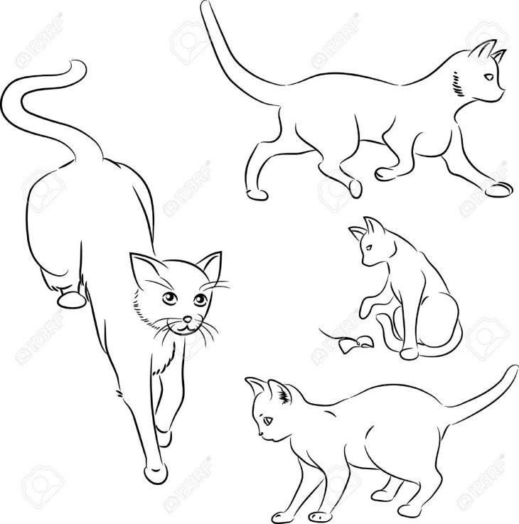 Jeu De Dessins À L'encre Minimaliste De Chats En Mouvement serapportantà Jeux De Dessin De Chat