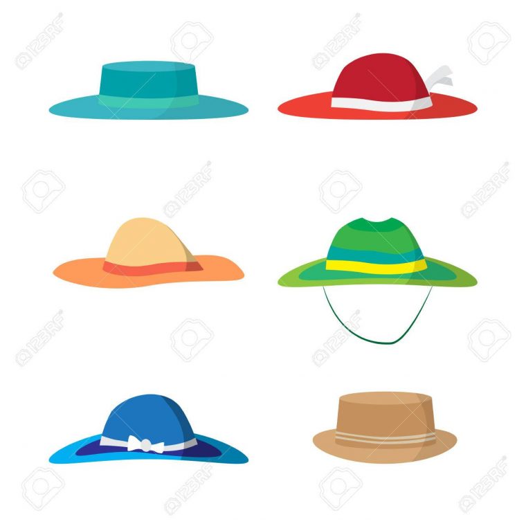 Jeu De Différentes Plages Colorées Chapeaux. Chapellerie Pour Protéger  Contre Le Soleil Sur La Plage. Flat Vector Illustration Isolé Sur Fond Blanc pour Jeu Des Chapeaux