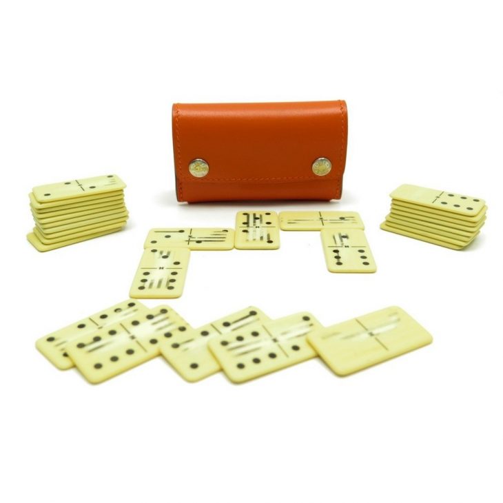 Jeu De Dominos Hermes De Poche Etui En Cuir Lisse encequiconcerne Jeu Du Domino