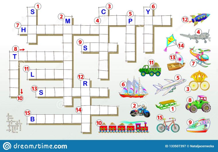 Jeu De Jeu De Mots Croisé Avec Le Transport Page Éducative avec Mot Croisé En Anglais