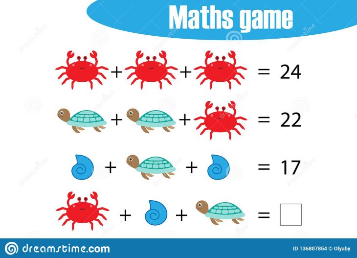 Jeu De Maths Avec Des Animaux D'océan D'images Pour Des dedans Jeux De Maths Facile