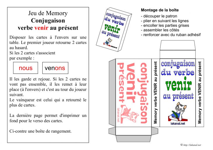 Jeu De Memory Conjugaison Verbe Venir Au Présent concernant Verbe Jeux