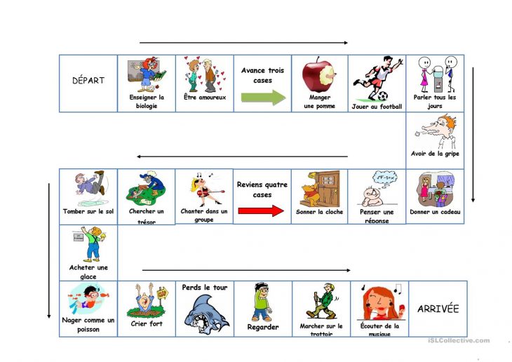 Jeu De Plateau Verbes 1Er Groupe – Français Fle Fiches dedans Verbe Jeux