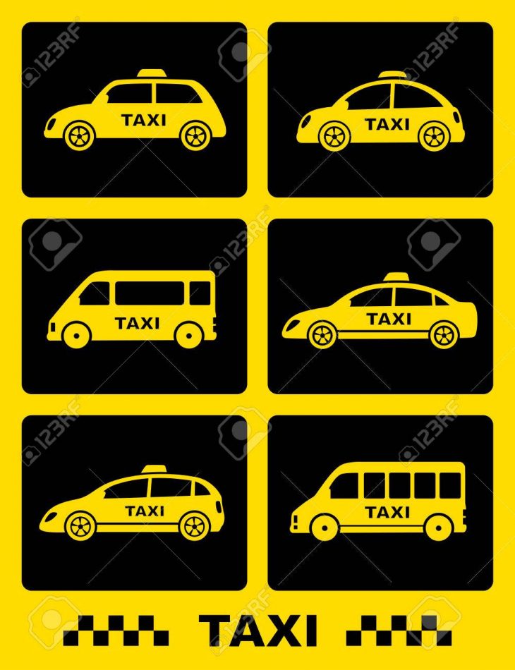 Jeu De Voiture De Taxi Icône Sur Boutons Noirs Sur Fond Jaune tout Le Jeu De La Voiture Jaune