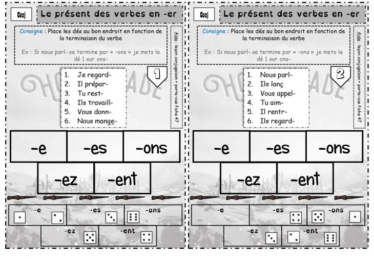 Jeu Des Dés Pour La Conjugaison Du Présent – Etude De La avec Verbe Jeux