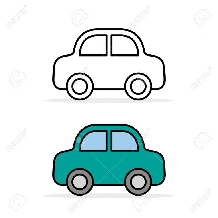 Jeu D'icônes De Voiture, Contour Et Couleur, Vecteur Ligne Symbole De  Transport Plat Simple Dessin Animé Isolé Sur Blanc. Vue De Côté. dedans Voiture Facile À Dessiner