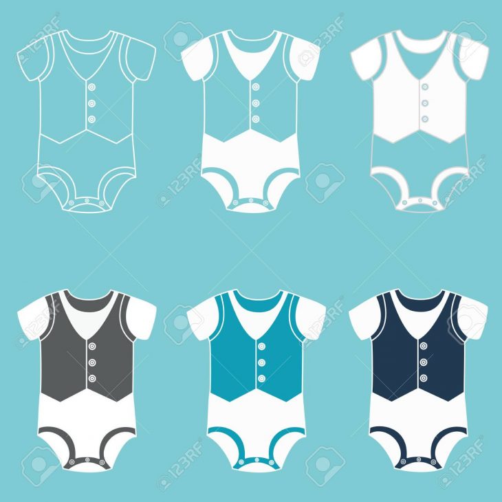 Jeu D'icônes Vêtements Pour Enfants Pour Bébé Nouveau-Né. Body Pour Un  Garçon. Illustration. dedans Jeux De Vetement Pour Garçon