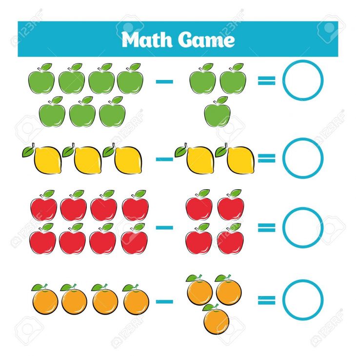 Jeu Éducatif Mathématique Pour Les Enfants. Apprentissage Soustraction  Feuille De Calcul Pour Les Enfants, En Comptant L'activité. serapportantà Jeu Calcul Enfant