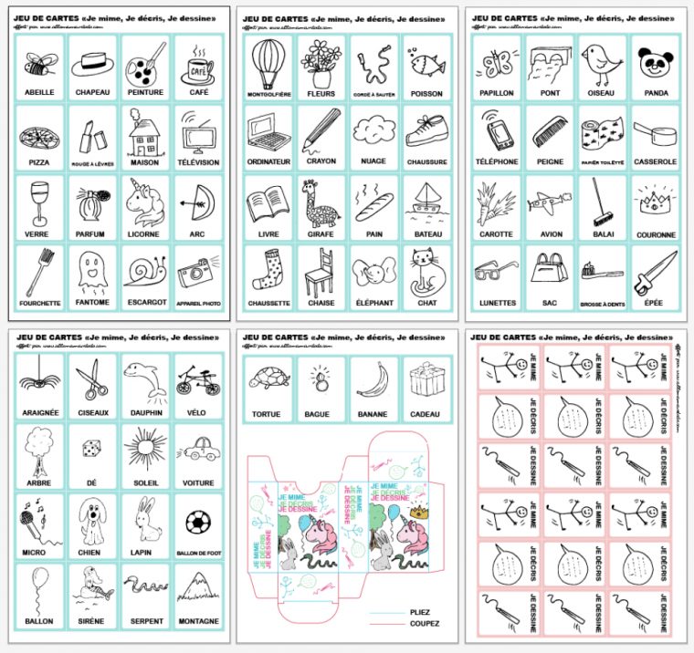 Jeu "je Mime, Je Décris, Je Dessine" À Imprimer (#gratuit concernant Jeux De Cm1 Gratuit