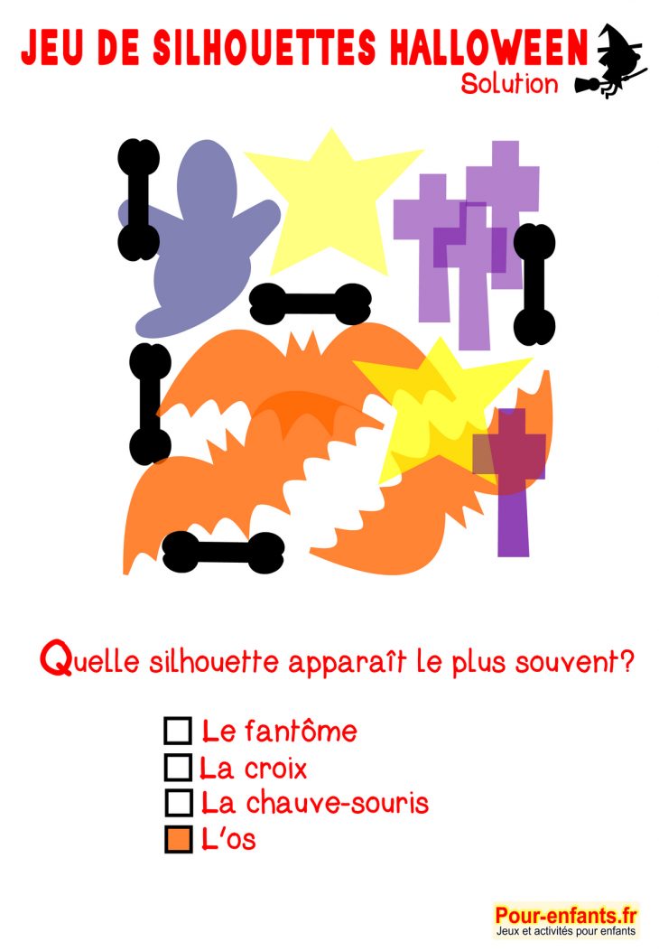 Jeux À Imprimer Halloween Solution Silhouette En Couleurs dedans Jeux De Solution Gratuit