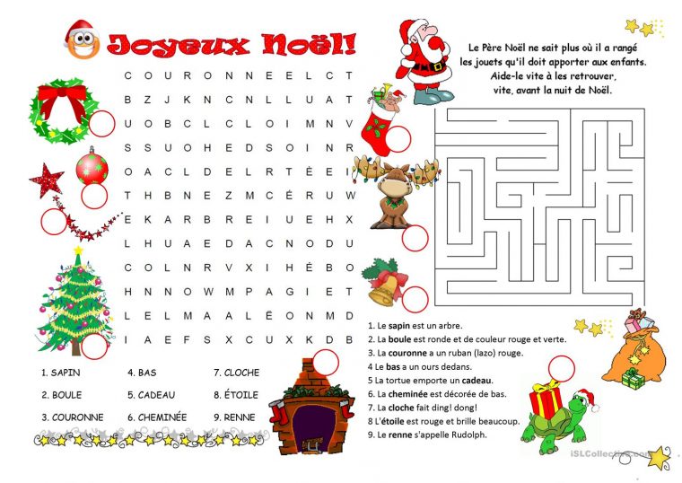 Jeux De Noël – Français Fle Fiches Pedagogiques tout Jeu Noel Maternelle