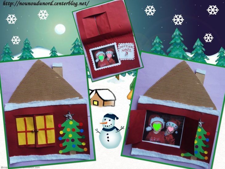 Jolie Carte De Noël En Forme De Maison Enneigée pour Cartes De Noel Maternelle