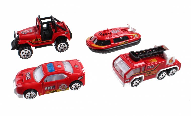 Jonotoys Jeu De Voitures De Pompiers 4 Pièces Rouge 7 Cm pour Jeux De Voiture Rouge