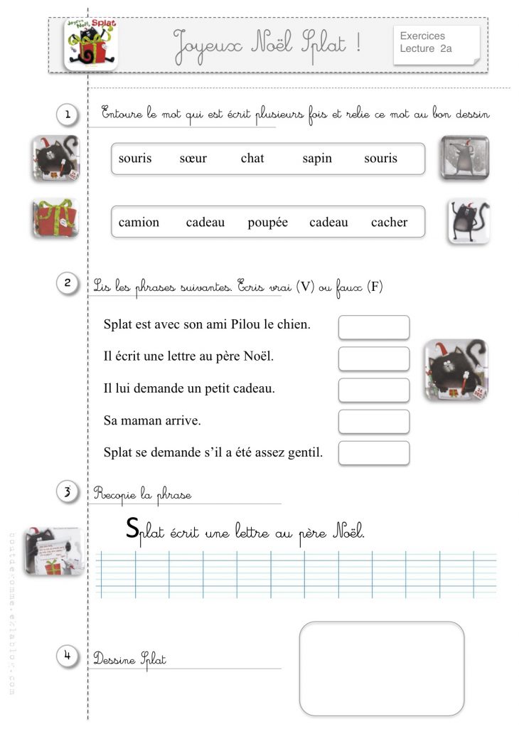 Joyeux Noël Splat ! De Rob Scotton Cp Et Ce1 | Bout De Gomme intérieur Exercice Cp A Imprimer