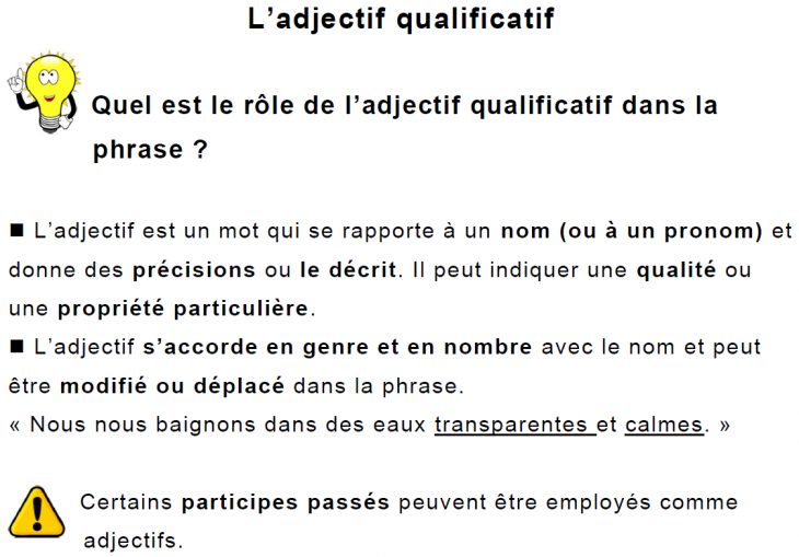 L' Adjectif Qualificatif 6Ème Leçon Et Exercices destiné Exercice Gratuit Cm2