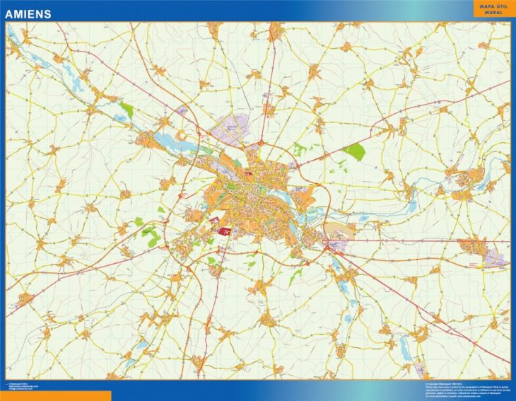 La Carte De Amiens | | Cartesmurales.fr serapportantà Departement Et Chef Lieu