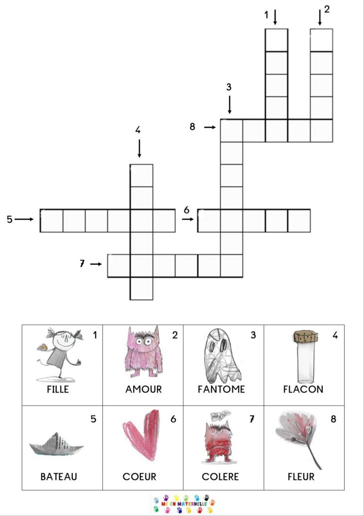 La Couleur Des Émotions : Mots Fléchés | La Couleur Des tout Mots Croisés Maternelle