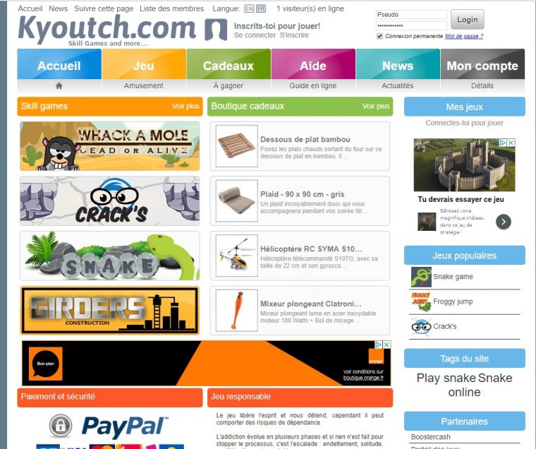 La Fiche Du Site Jeux Gratuits Et Cadeaux Kyoutch avec Site De Jeux Gratuit En Ligne