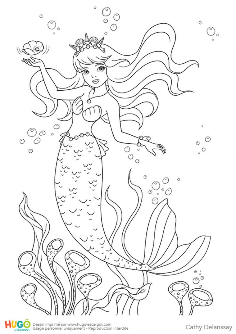 La Petite Sirène avec Coloriage Princesse Sirene