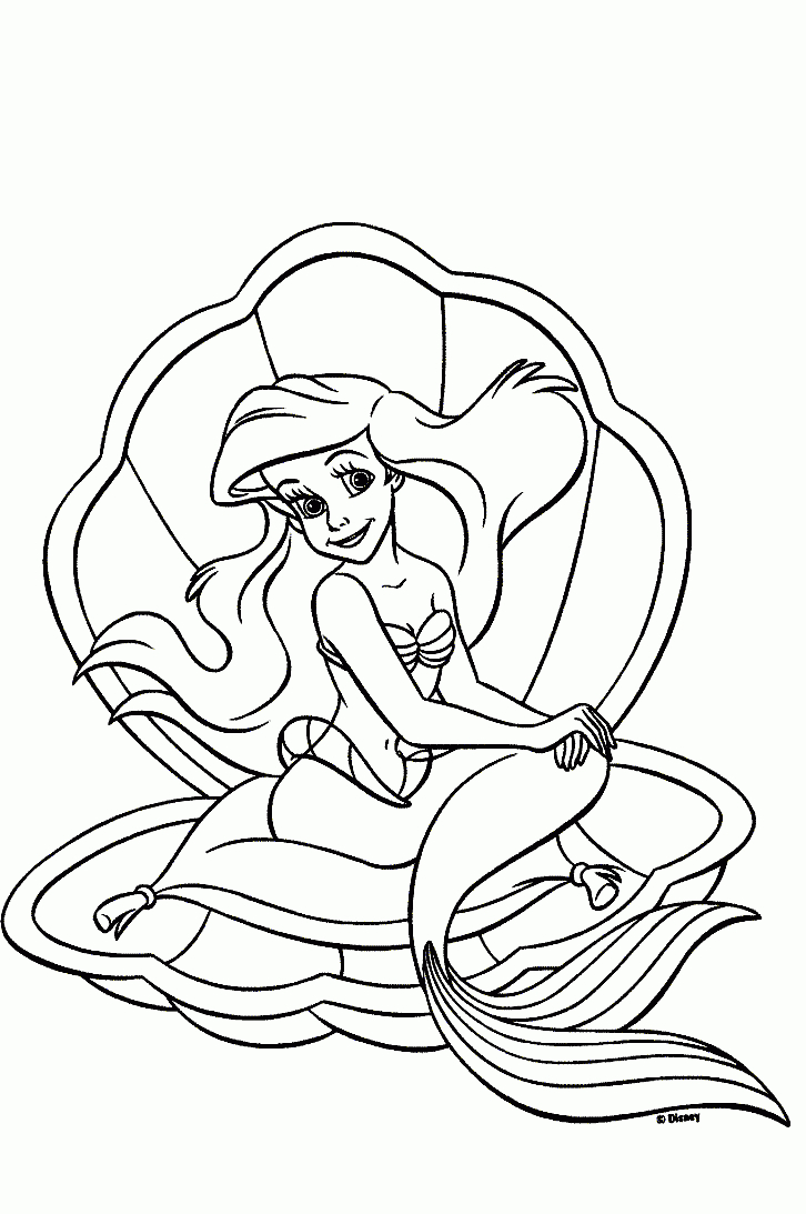La Petite Sirène Disney : Ariel Dans Un Coquillage avec Coloriage Princesse Sirene