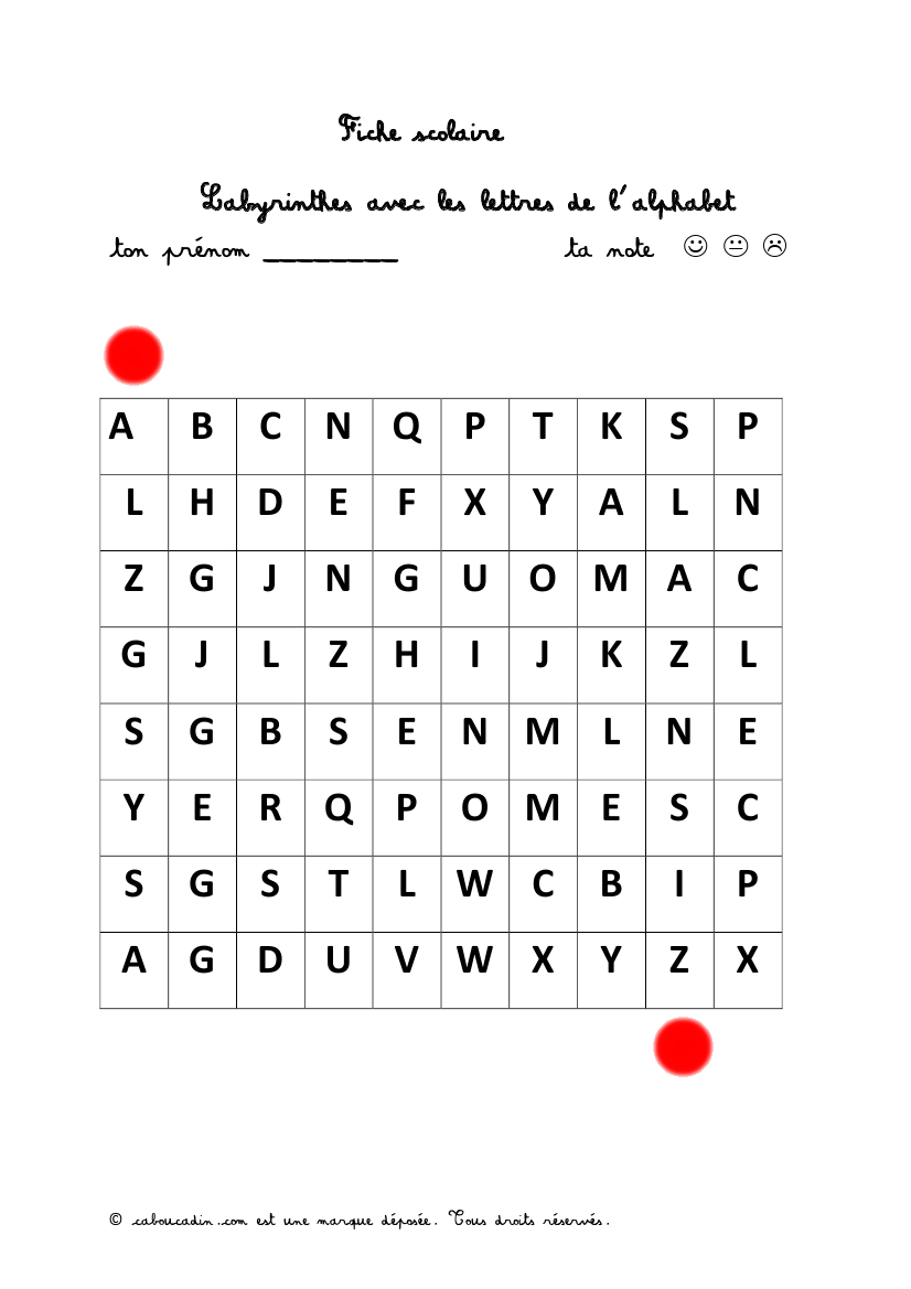 Labyrinthe-Alphabet-Maternelle-6 (826×1169) | Alphabet concernant Exercice Sur L Alphabet