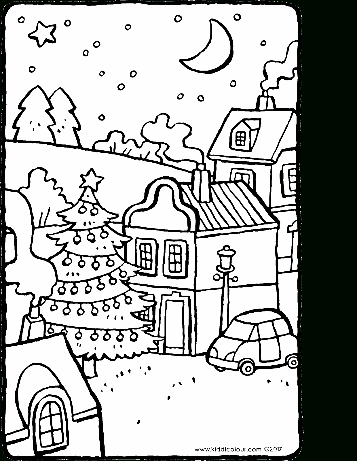 L&amp;#039;arbre De Noël Du Village - Kiddicoloriage avec Coloriage Village De Noel 